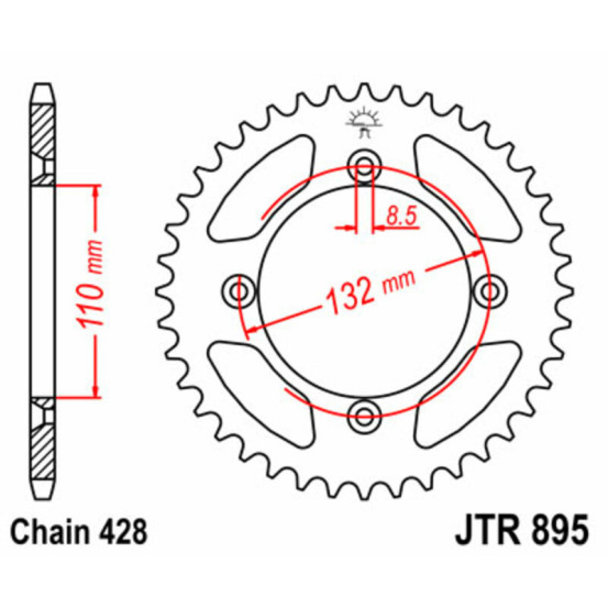 Couronne acier JT - Pas 428 - KTM 85 / 105 SX HUSQVARNA 85 TC