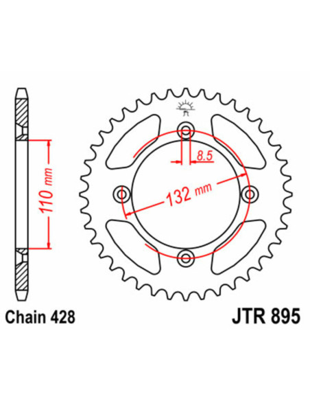 Couronne acier JT - Pas 428 - KTM 85 / 105 SX HUSQVARNA 85 TC