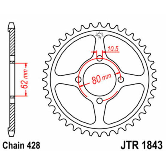 Couronne acier JT - Pas 428 - YAMAHA 125 TT-R E / 125 TT-R
