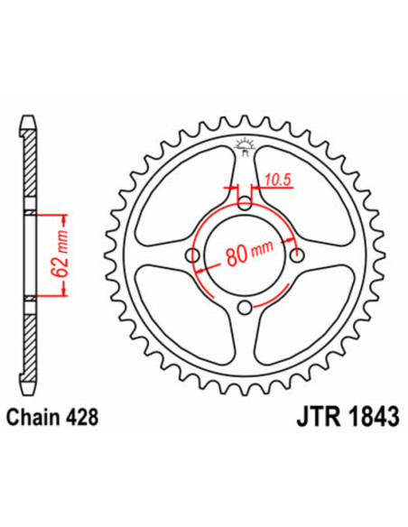 Couronne acier JT - Pas 428 - YAMAHA 125 TT-R E / 125 TT-R