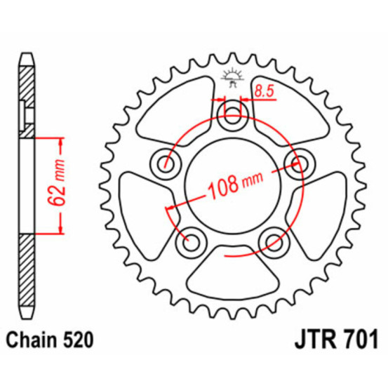 Couronne acier JT - Pas 520 - APRILIA CAGIVA 125 / 600cc