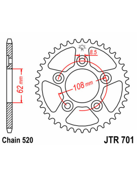 Couronne acier JT - Pas 520 - APRILIA CAGIVA 125 / 600cc