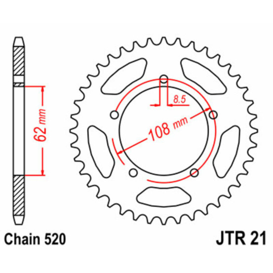 Couronne acier JT - Pas 520 - APRILIA 125 Pegaso 1989-1999