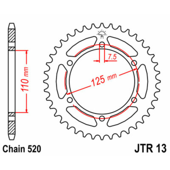 Couronne acier JT - Pas 520 - CAGIVA 125 Freccia