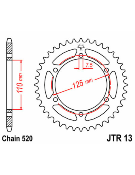 Couronne acier JT - Pas 520 - CAGIVA 125 Freccia