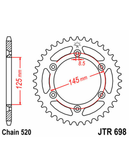 Couronne acier JT - Pas 520 - CAGIVA 125cc
