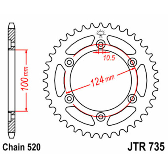 Couronne acier JT - Pas 520 - DUCATI 600 à 900cc