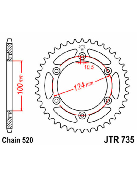 Couronne acier JT - Pas 520 - DUCATI 600 à 900cc
