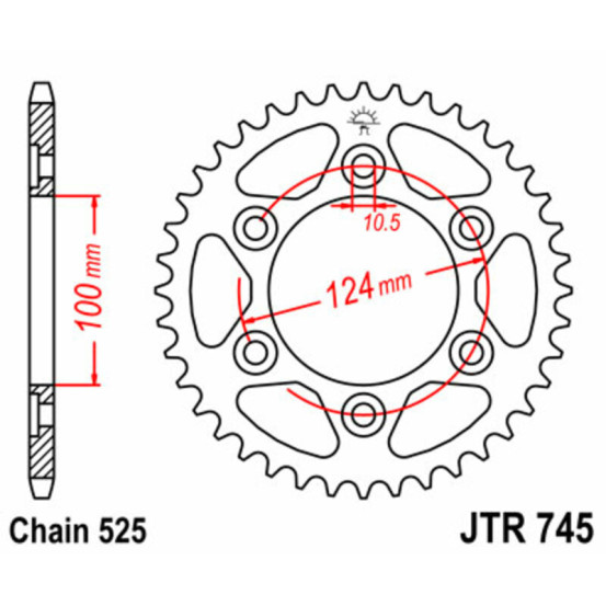 Couronne acier JT - Pas 525 - DUCATI