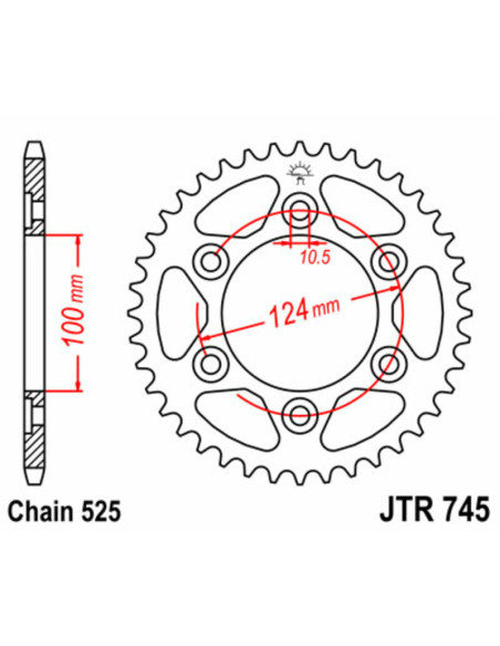 Couronne acier JT - Pas 525 - DUCATI