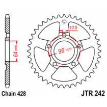 Couronne acier JT - Pas 428 - HONDA 125 XL R Pro Link 1982-1987