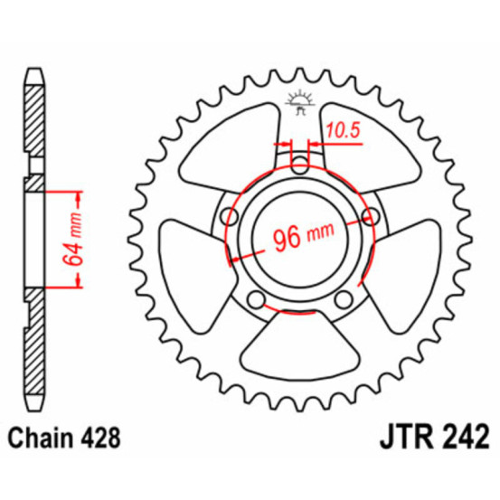 Couronne acier JT - Pas 428 - HONDA 125 XL R Pro Link 1982-1987