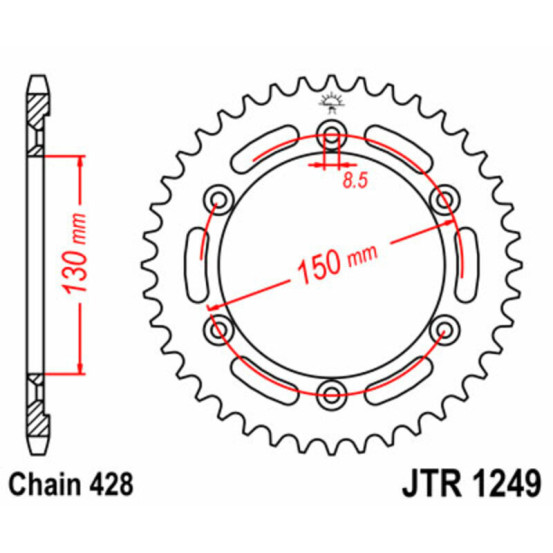 Couronne acier JT - Pas 428 - 125 XLR R 1998-2002