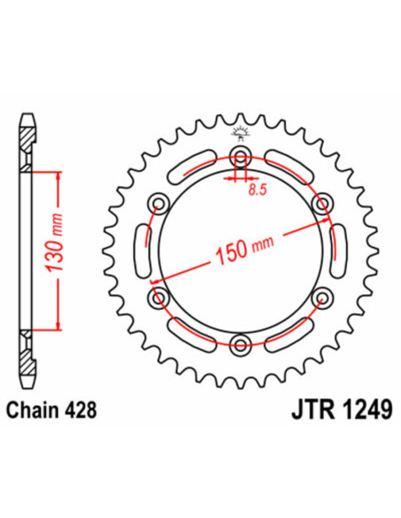 Couronne acier JT - Pas 428 - 125 XLR R 1998-2002