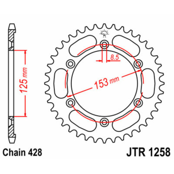 Couronne acier JT - Pas 428 - 125 XR L 2003-2008