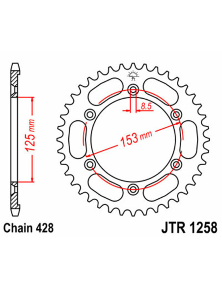 Couronne acier JT - Pas 428 - 125 XR L 2003-2008
