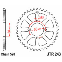 Couronne acier JT - Pas 520 - HONDA 200 MTX 1983-1986