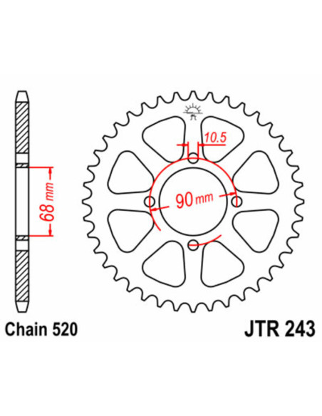 Couronne acier JT - Pas 520 - HONDA 200 MTX 1983-1986