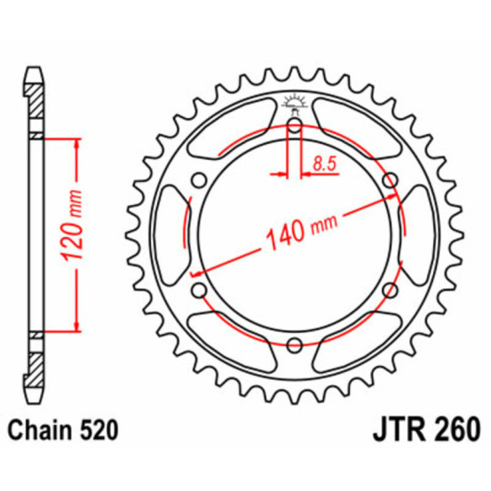 Couronne acier JT - Pas 520 - HONDA 250 XL R 1984-1987