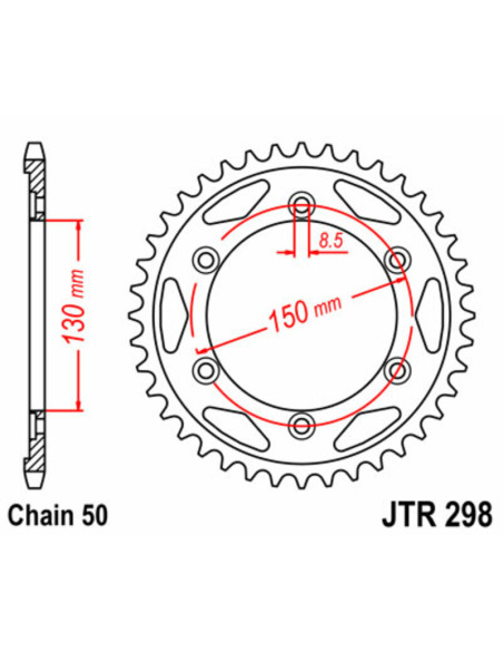 Couronne acier JT - Pas 530 - HONDA 400 NS RF 1985-1988