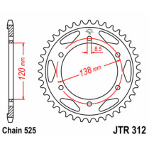 Couronne acier JT - Pas 525 - HONDA 400 / 750cc