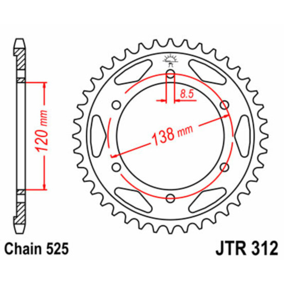Couronne acier JT - Pas 525 - HONDA 400 / 750cc