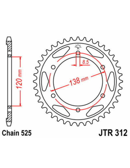 Couronne acier JT - Pas 525 - HONDA 400 / 750cc