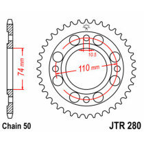 Couronne acier JT - Pas 530 - HONDA 500 CB T 1975-1977
