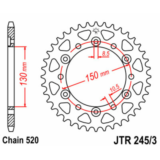 Couronne acier JT - Pas 520 - HONDA YAMAHA 600 à 650cc