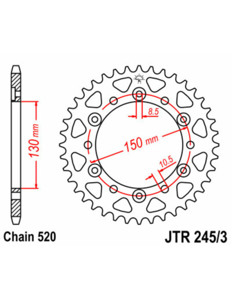 Couronne acier JT - Pas 520 - HONDA YAMAHA 600 à 650cc