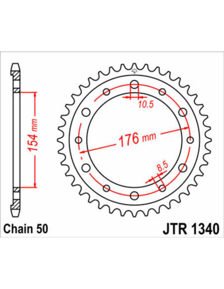 Couronne acier JT - Pas 530 - HONDA 750 / 800 / 1000cc