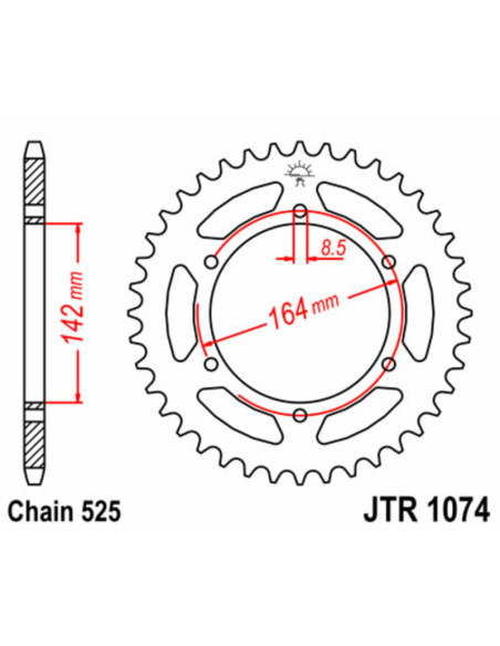 Couronne acier JT - Pas 525 - HYOSUNG 650cc