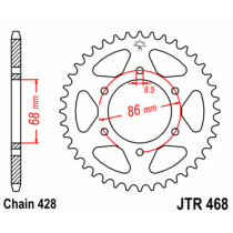 Couronne acier JT - Pas 428 - KAWASAKI 125cc