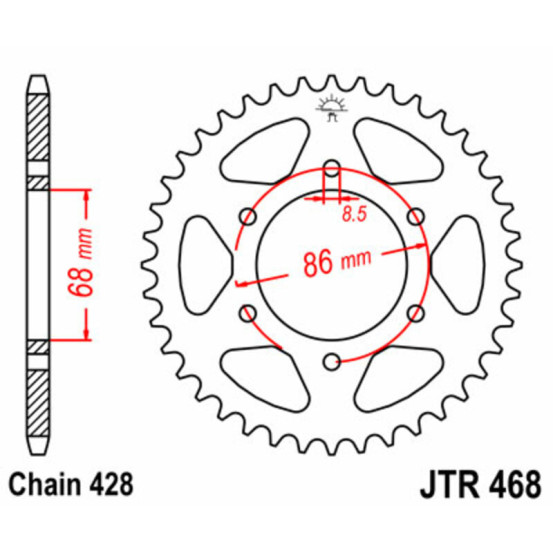 Couronne acier JT - Pas 428 - KAWASAKI 125cc