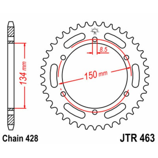 Couronne acier JT - Pas 428 - KAWASAKI 125 / 200cc