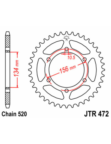 Couronne acier JT - Pas 520 - KAWASAKI 250 KR1 1989-1992
