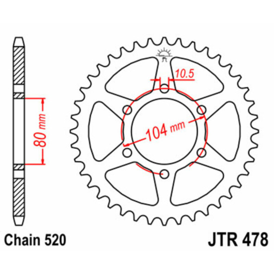 Couronne acier JT - Pas 520 - KAWASAKI 400 à 1000cc