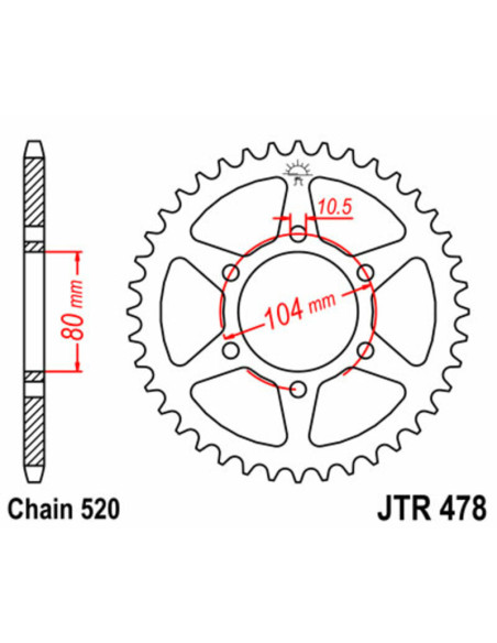 Couronne acier JT - Pas 520 - KAWASAKI 400 à 1000cc