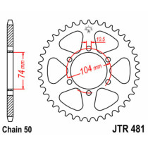 Couronne acier JT - Pas 530 - KAWASAKI 550 / 650cc
