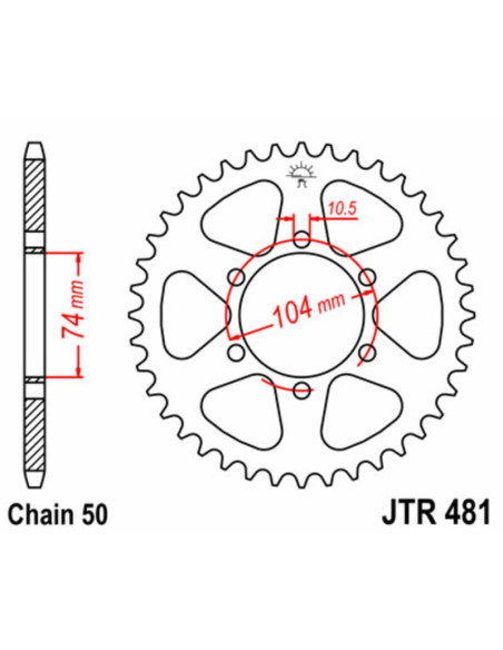 Couronne acier JT - Pas 530 - KAWASAKI 550 / 650cc