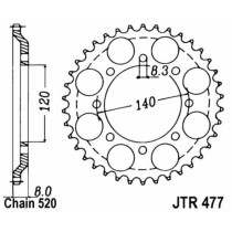 Couronne acier JT - Pas 520 - KAWASAKI 600 KLR 1984-1990