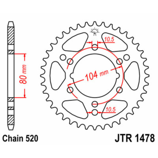 Couronne acier JT - Pas 520 - KAWASAKI POLARIS