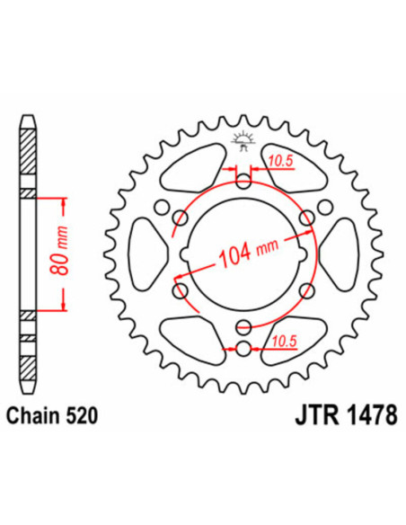 Couronne acier JT - Pas 520 - KAWASAKI POLARIS