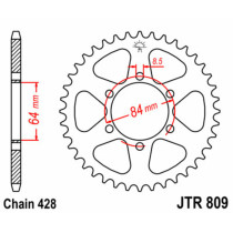 Couronne acier JT - Pas 428 - SUZUKI 125 DR 1985-2000