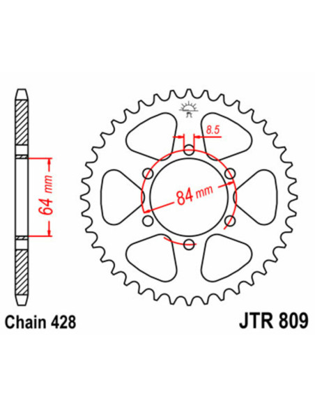 Couronne acier JT - Pas 428 - SUZUKI 125 DR 1985-2000