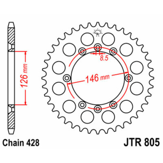Couronne acier JT - Pas 428 - SUZUKI 125cc