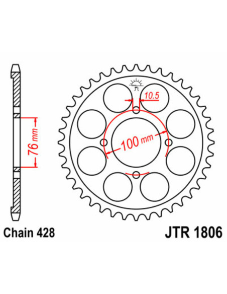 Couronne acier JT - Pas 428 - SUZUKI 125cc