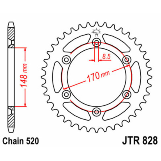 Couronne acier JT - Pas 520 - SUZUKI 600 DR S 1985-1989