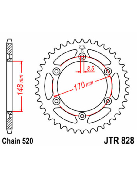 Couronne acier JT - Pas 520 - SUZUKI 600 DR S 1985-1989