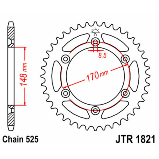 Couronne acier JT - Pas 525 - SUZUKI 800 DR S 1994-1996
